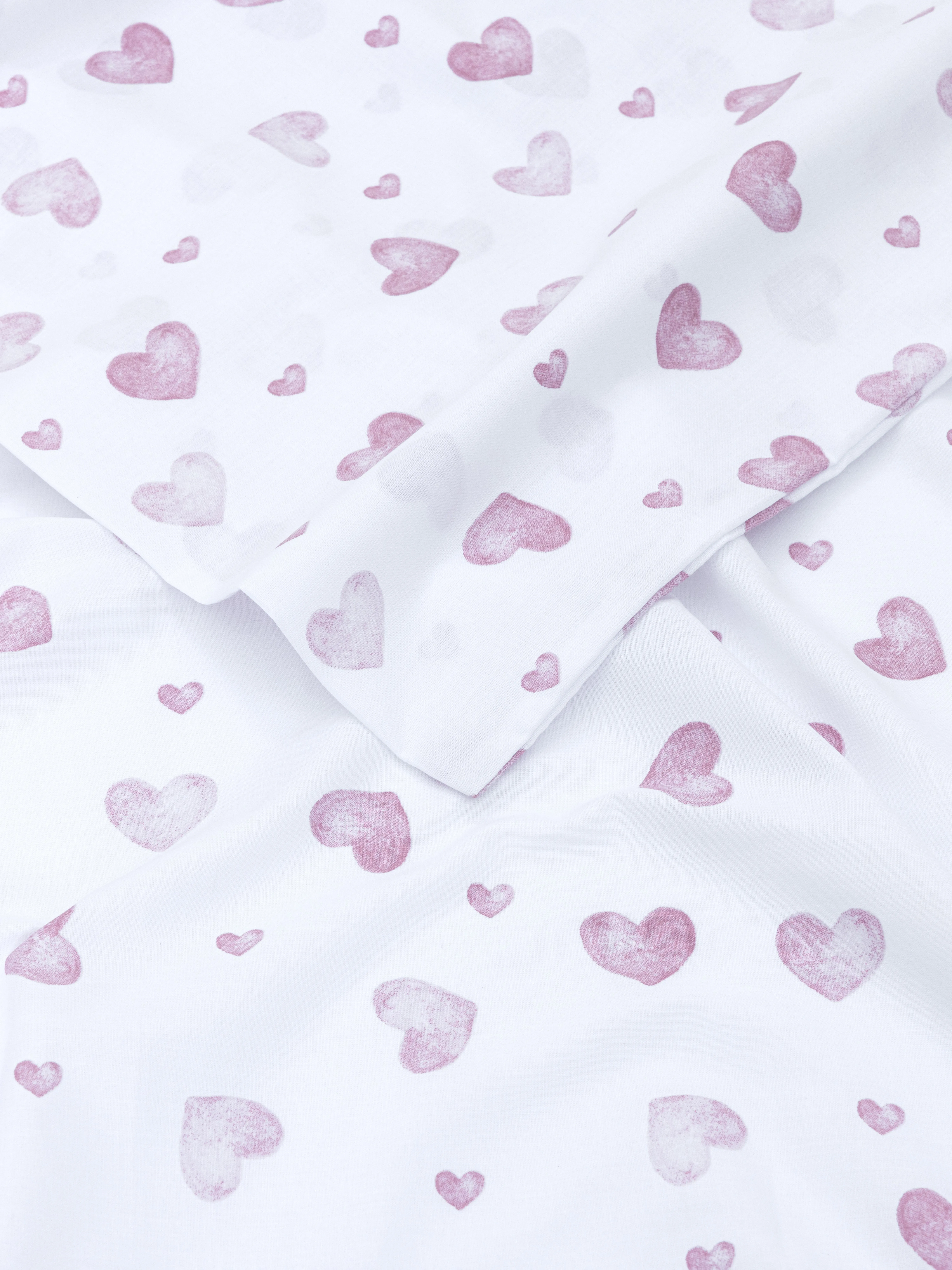 Set de 2 fundas de almohada de algodón con corazones