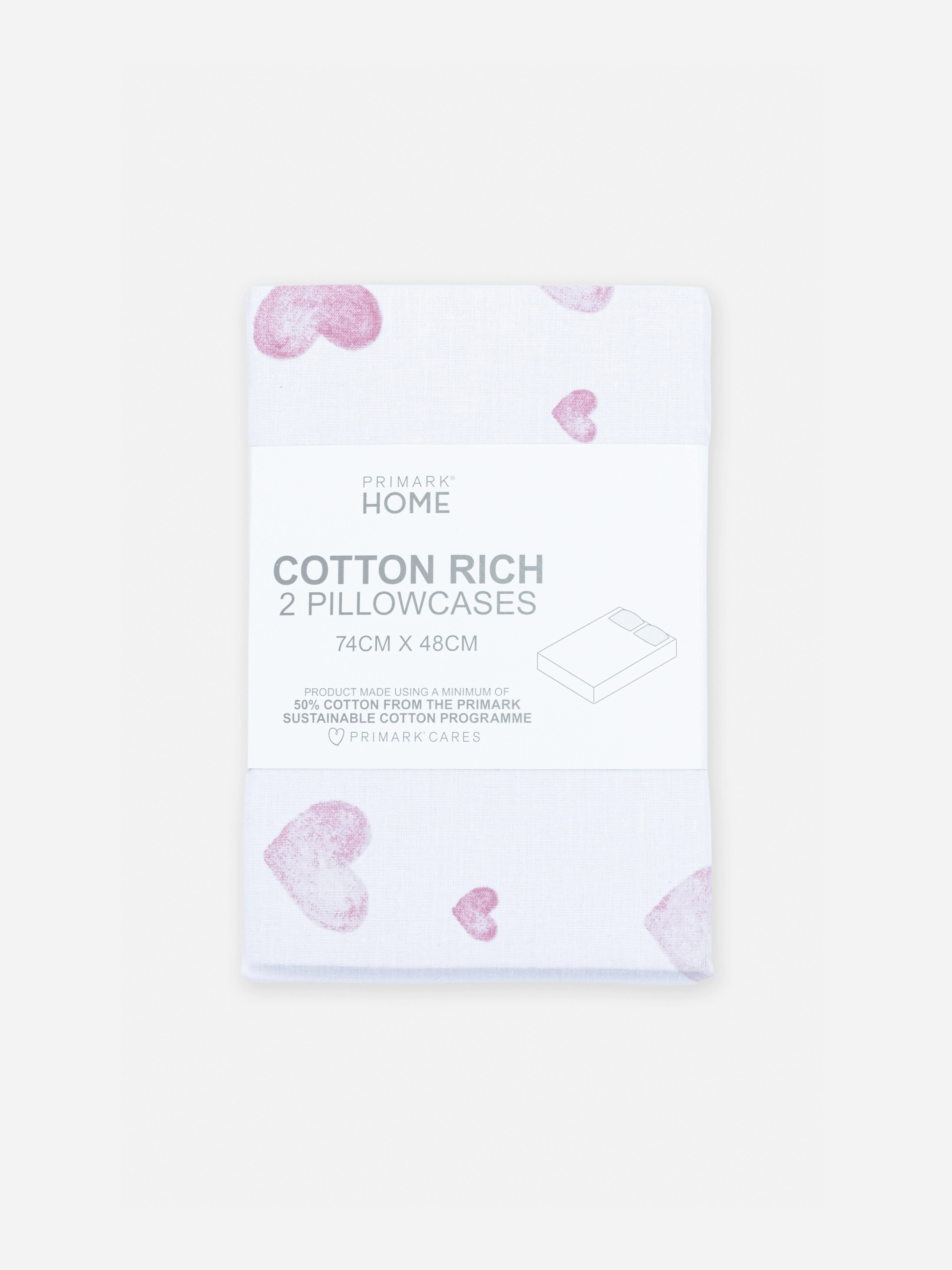 Set de 2 fundas de almohada de algodón con corazones