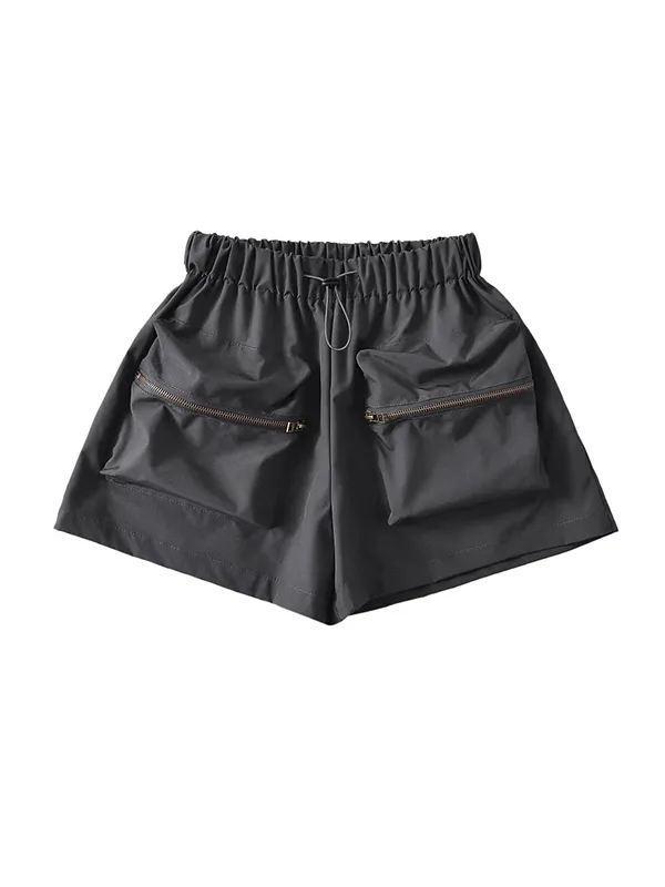 Shorts sueltos con cordón y cintura elástica con bolsillo grande