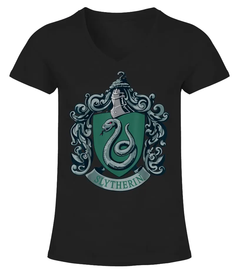 Slytherin House Crest Camiseta cuello pico Mujer