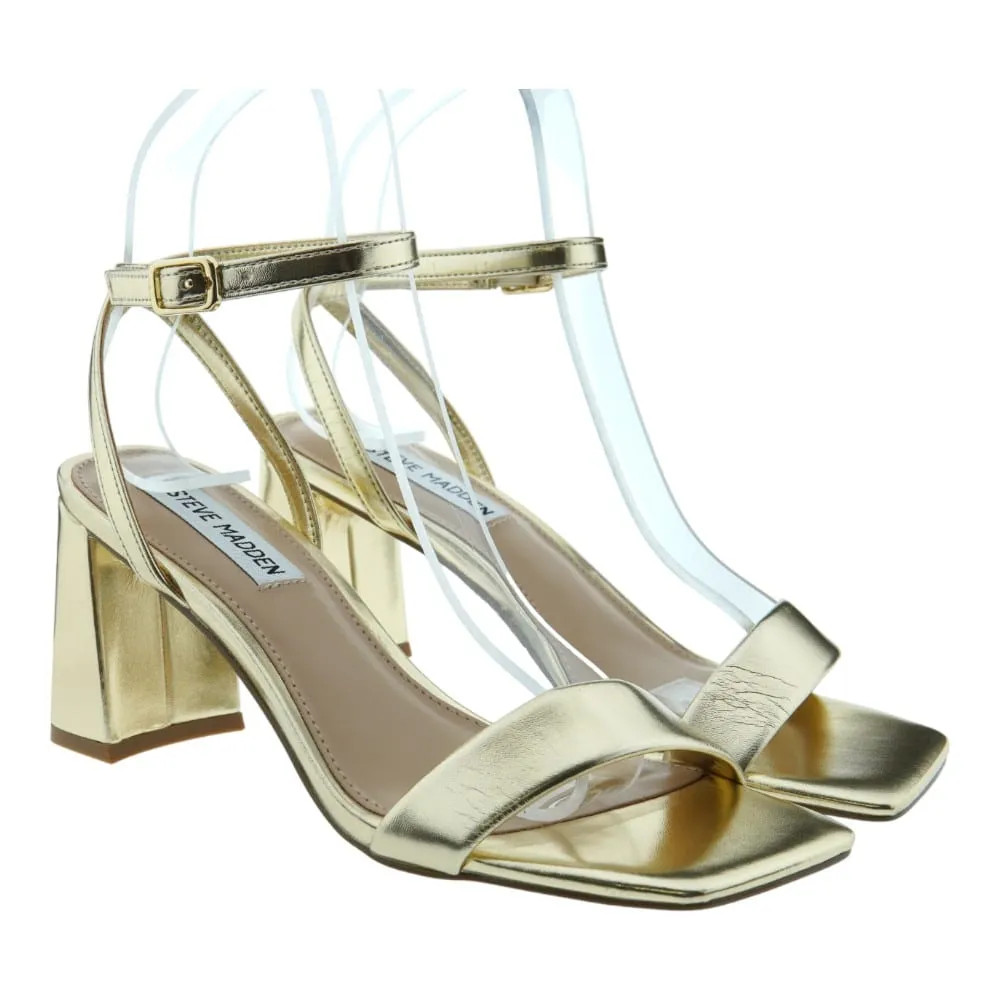 STEVE MADDENSandalias Doradas Tacón Metálico Steve Madden Luxe