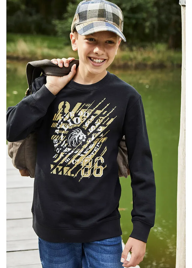 Sudadera (2 unidades) Negro/turquesa oscuro con estampado gráfico