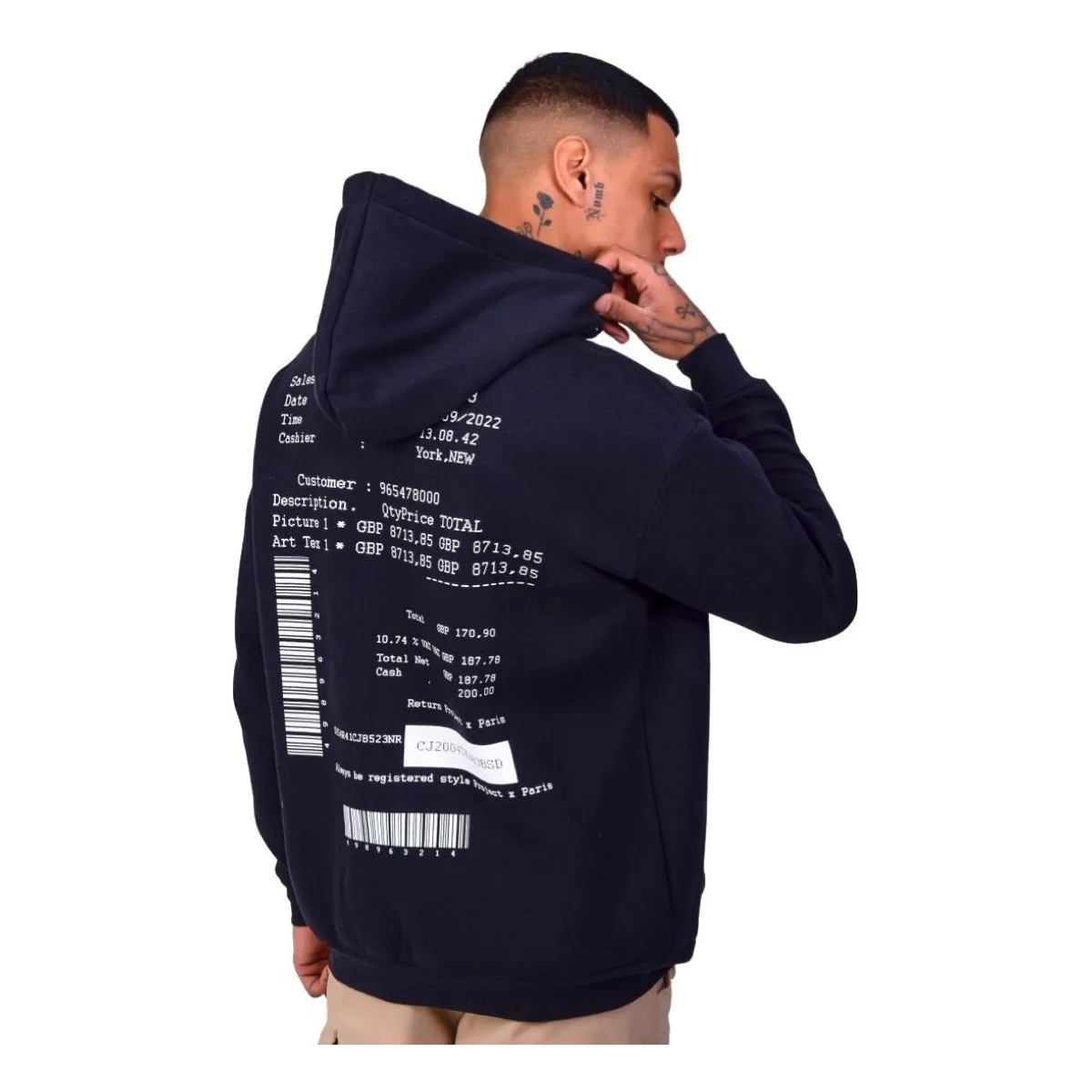 Sudadera  con Grafico de Barras Negro