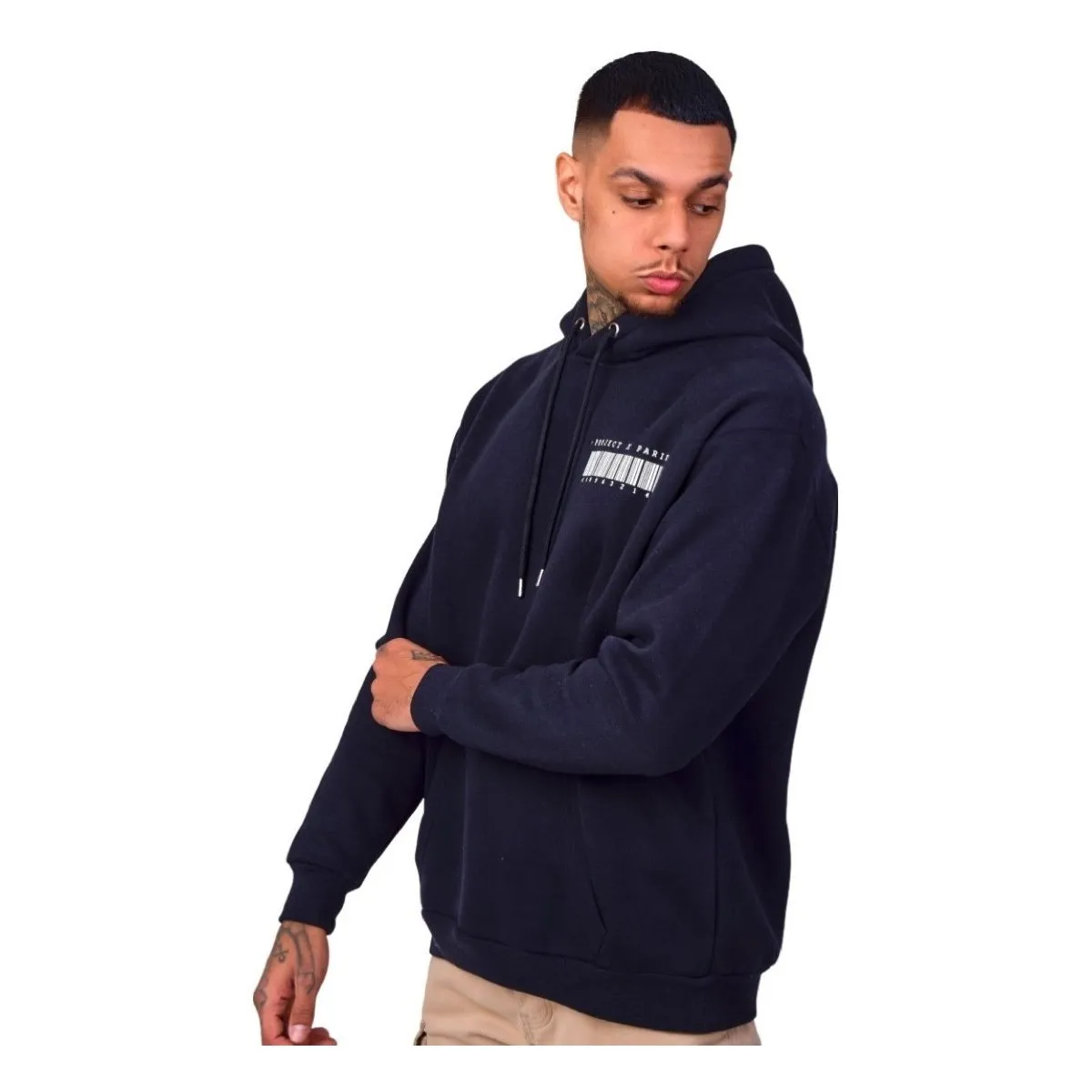 Sudadera  con Grafico de Barras Negro