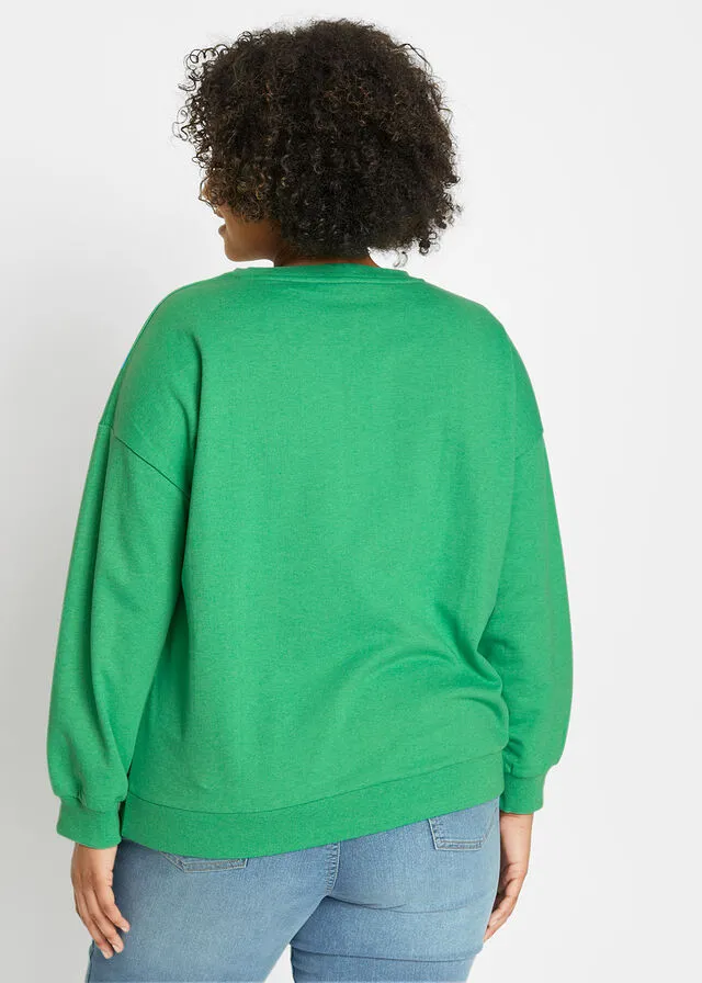 Sudadera con texto Verde ópalo estampado
