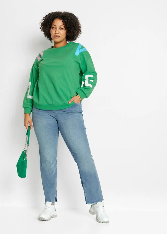Sudadera con texto Verde ópalo estampado