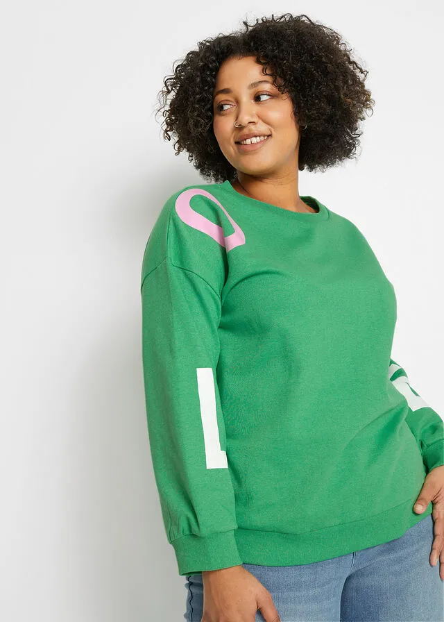 Sudadera con texto Verde ópalo estampado