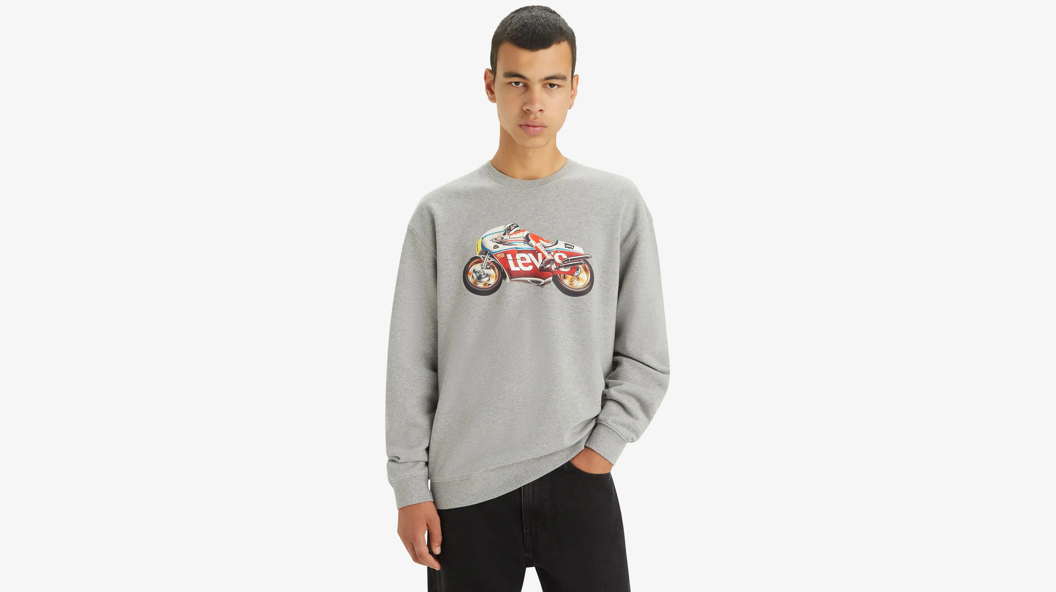Sudadera De Corte Holgado Con Estampado Y Cuello Redondo