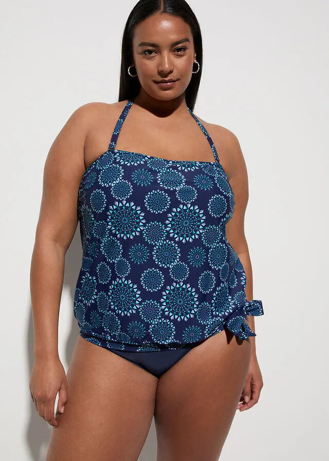 Sujetador de tankini azul oxford con estampado gráfico