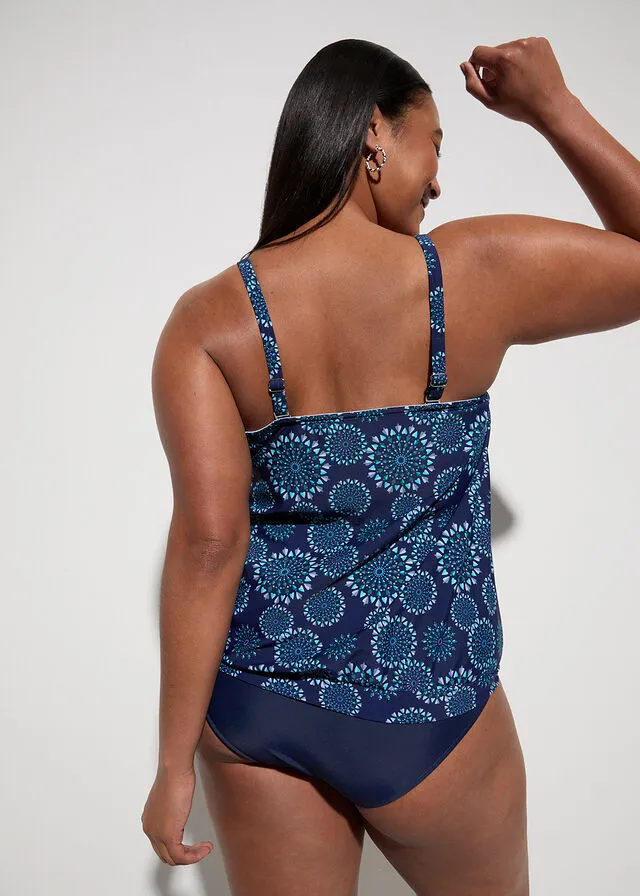 Sujetador de tankini azul oxford con estampado gráfico