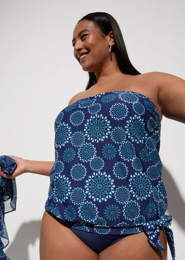 Sujetador de tankini azul oxford con estampado gráfico