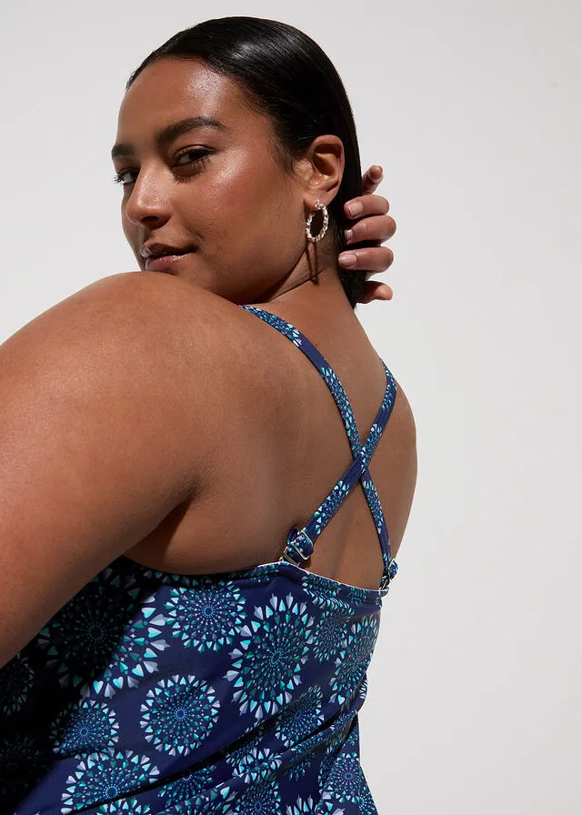 Sujetador de tankini azul oxford con estampado gráfico