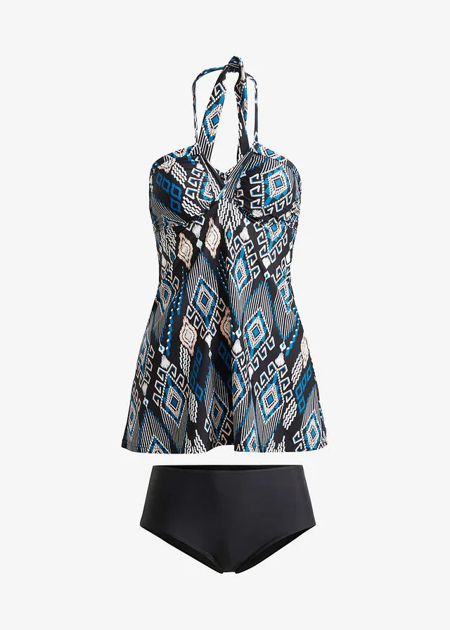 TANKINI LARGO (2 PIEZAS) NEGROAZUL CON ESTAMPADO GRáFICO
