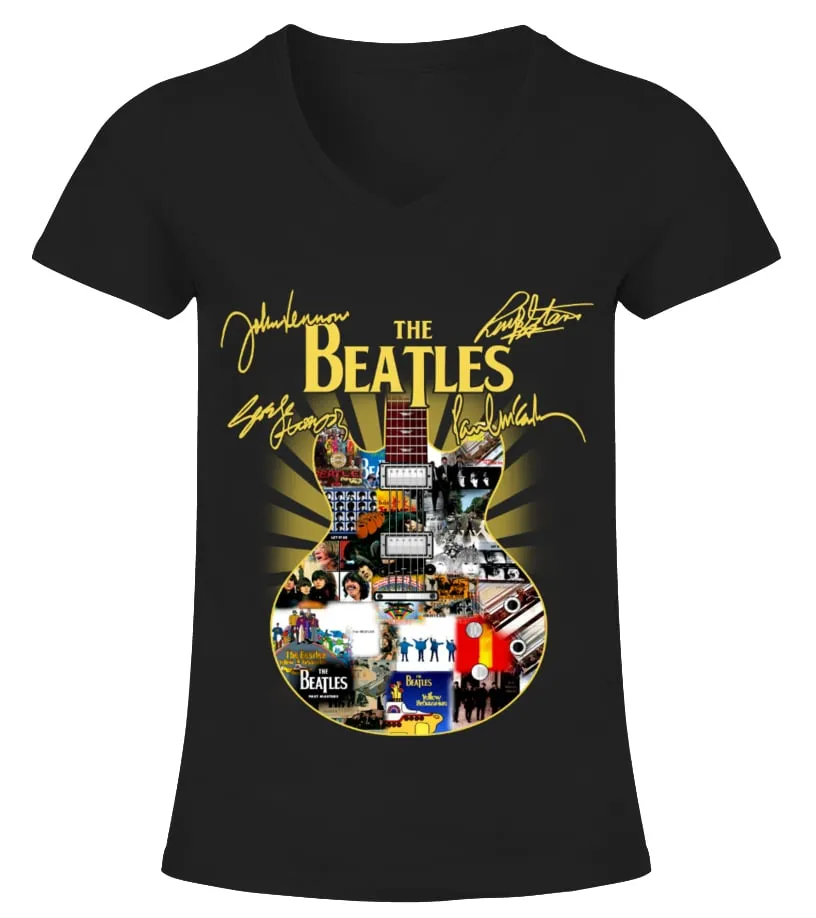 THE BEATLES GUITAR Camiseta cuello pico Mujer