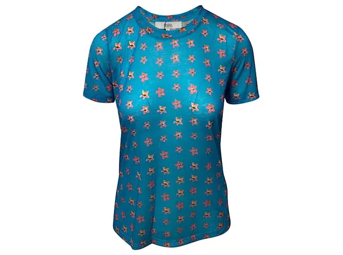Top con estampado floral Prabal Gurung en poliéster turquesa 