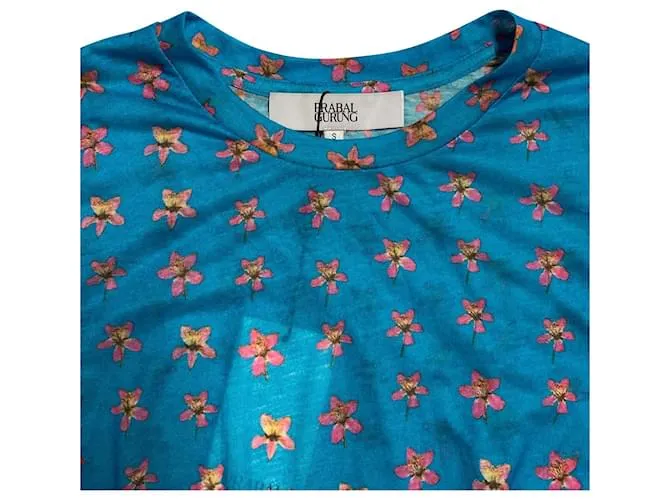 Top con estampado floral Prabal Gurung en poliéster turquesa 