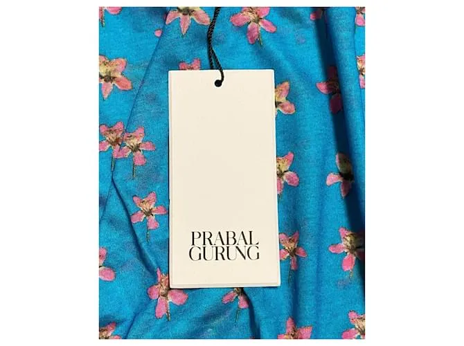 Top con estampado floral Prabal Gurung en poliéster turquesa 