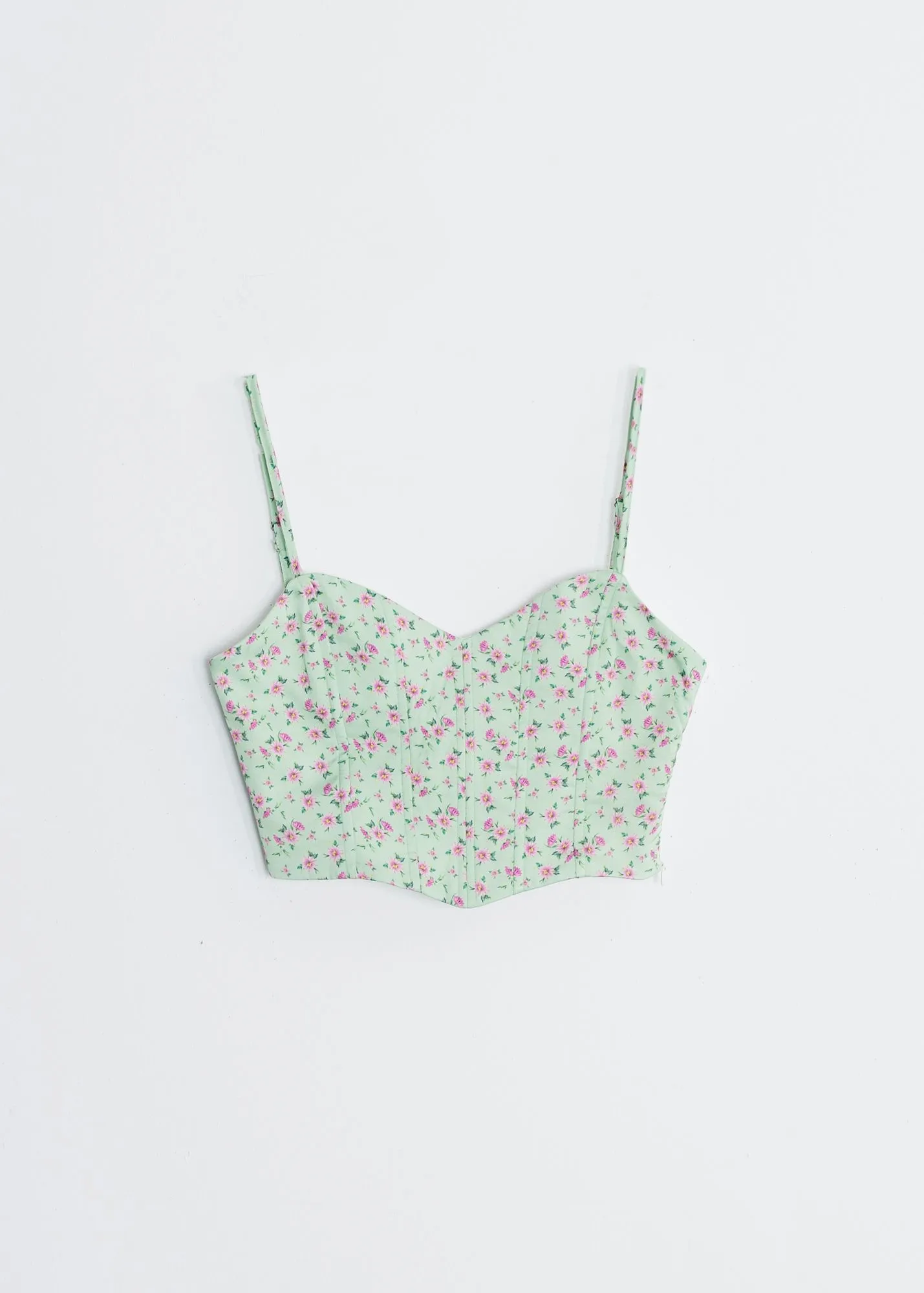 Top corsetero de flores mujer estilo satinado con tirantes finos