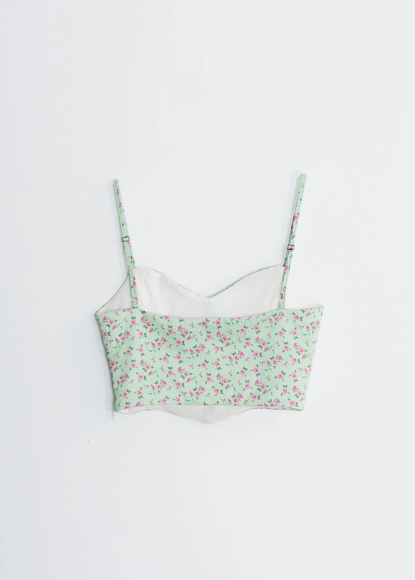 Top corsetero de flores mujer estilo satinado con tirantes finos