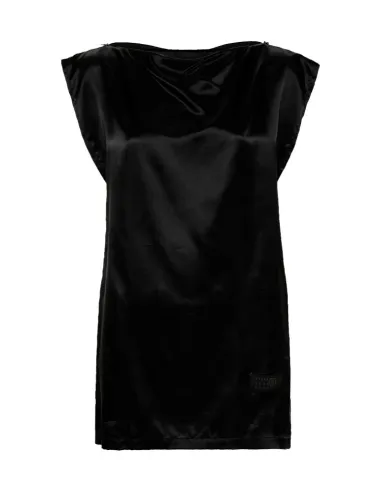 Top de raso negro con cremallera en espalda