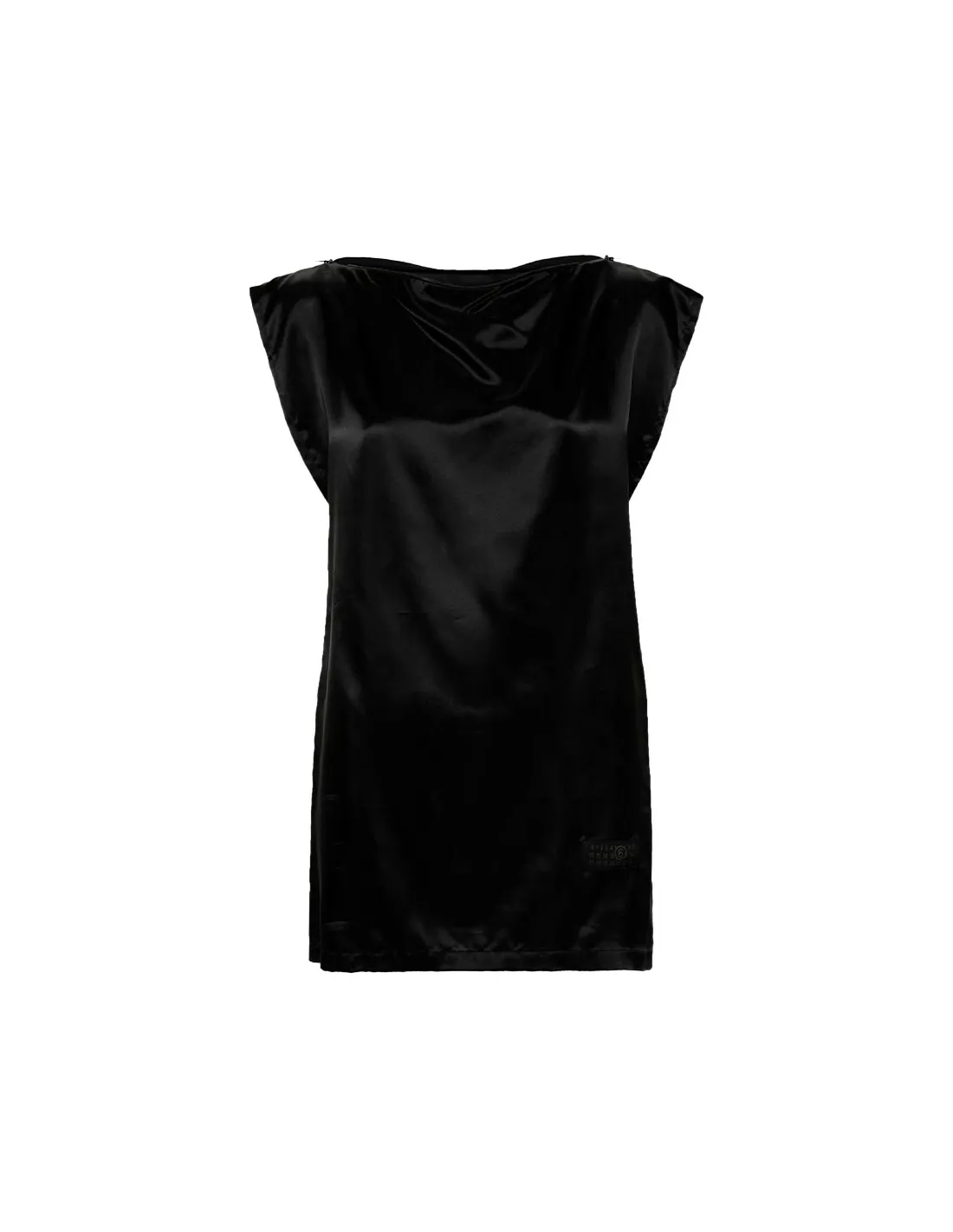 Top de raso negro con cremallera en espalda