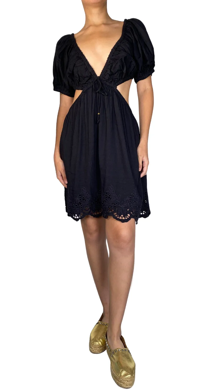 TULAROSA Vestido Negro Espalda Descubierta