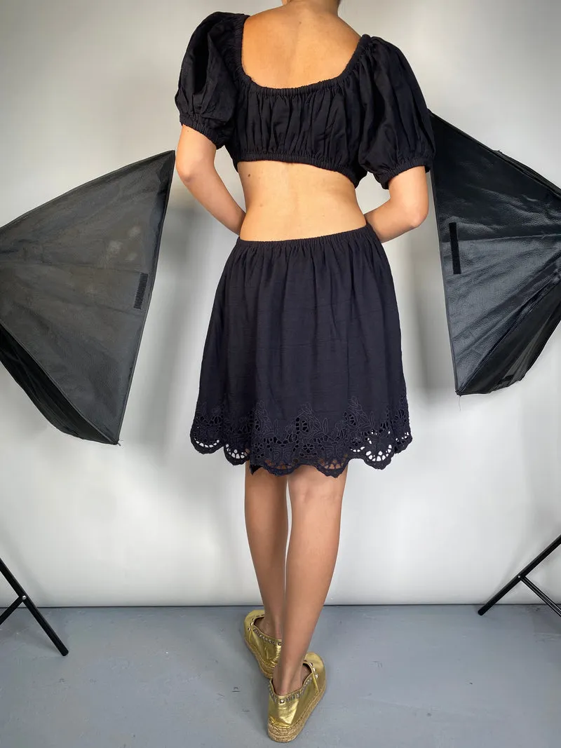 TULAROSA Vestido Negro Espalda Descubierta