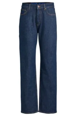 Vaqueros azules en cómodo denim elástico con acabado jaspeado