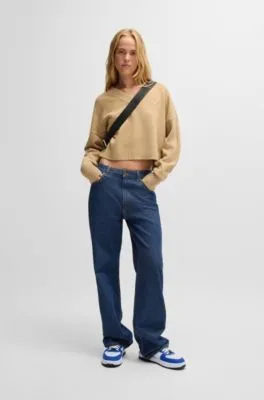 Vaqueros azules en cómodo denim elástico con acabado jaspeado
