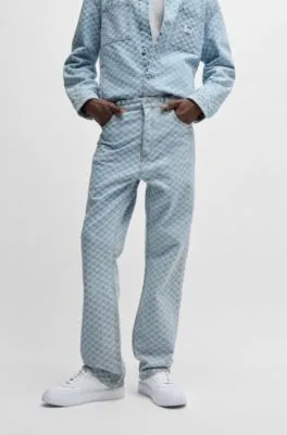 Vaqueros baggy fit en denim a cuadros