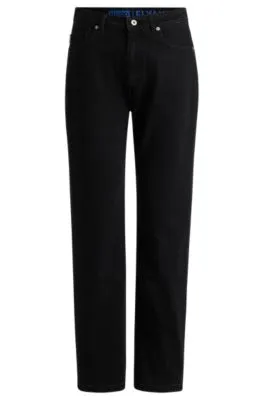 Vaqueros de corte recto en denim elástico negro