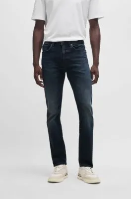 Vaqueros Delaware slim fit en denim negro azulado flameado