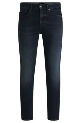 Vaqueros Delaware slim fit en denim negro azulado flameado
