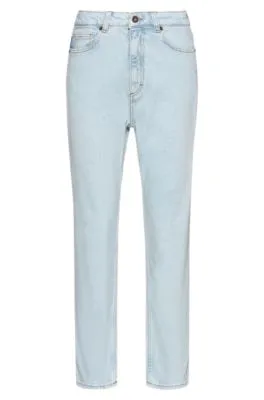 Vaqueros estilo mom en denim elástico color aguamarina