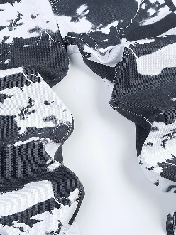 Vaqueros holgados con estampado Tie Dye lavados para hombre