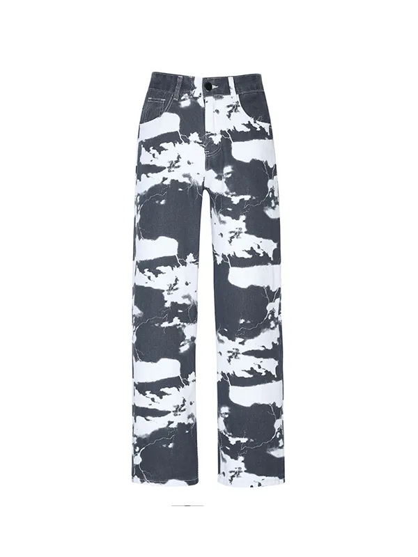 Vaqueros holgados con estampado Tie Dye lavados para hombre