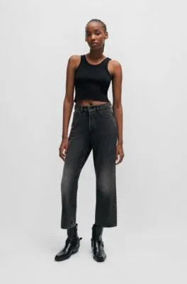 Vaqueros modern fit de denim negro con pernera ancha