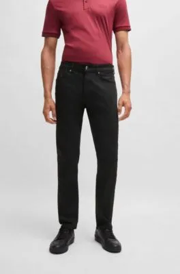 Vaqueros Porsche x BOSS tapered fit en denim negro de altas prestaciones