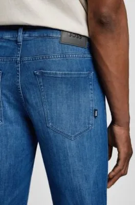 Vaqueros regular fit de denim azul italiano con tacto de cashmere