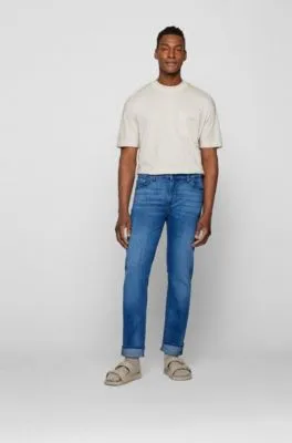 Vaqueros regular fit de denim azul italiano con tacto de cashmere
