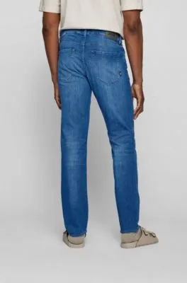 Vaqueros regular fit de denim azul italiano con tacto de cashmere