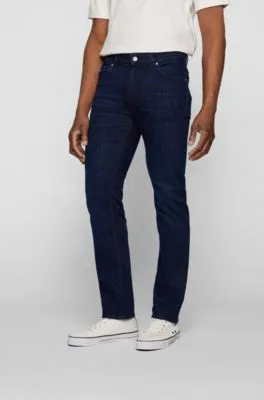 Vaqueros regular fit de denim azul oscuro con tacto de cashmere