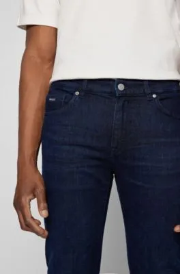 Vaqueros regular fit de denim azul oscuro con tacto de cashmere