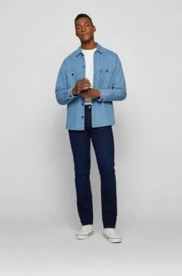 Vaqueros regular fit de denim azul oscuro con tacto de cashmere