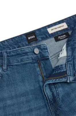 Vaqueros regular fit de denim elástico azul con estirado mecánico