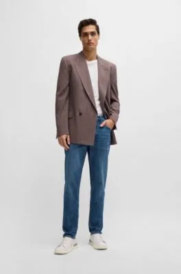 Vaqueros regular fit de denim elástico azul con estirado mecánico