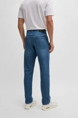 Vaqueros regular fit de denim elástico azul con estirado mecánico