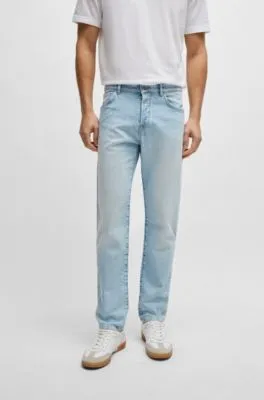 Vaqueros regular fit de tejido vaquero elástico azul con estirado mecánico