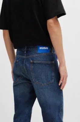 Vaqueros regular fit en denim azul marino lavado a la piedra