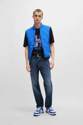 Vaqueros regular fit en denim azul marino lavado a la piedra